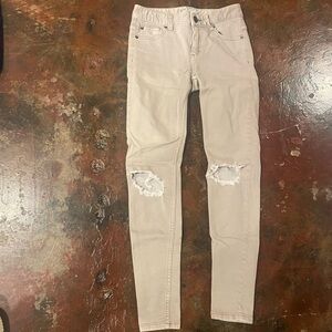 Free People Cream/Khaki Skinny Jeans